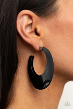 Load image into Gallery viewer, Paparazzi Accessories: Going OVAL-board - Black Hoop Earring
