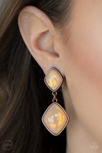 Load image into Gallery viewer, Paparazzi Accessories: Double Dipping Diamonds - Copper Clip-On Earrings
