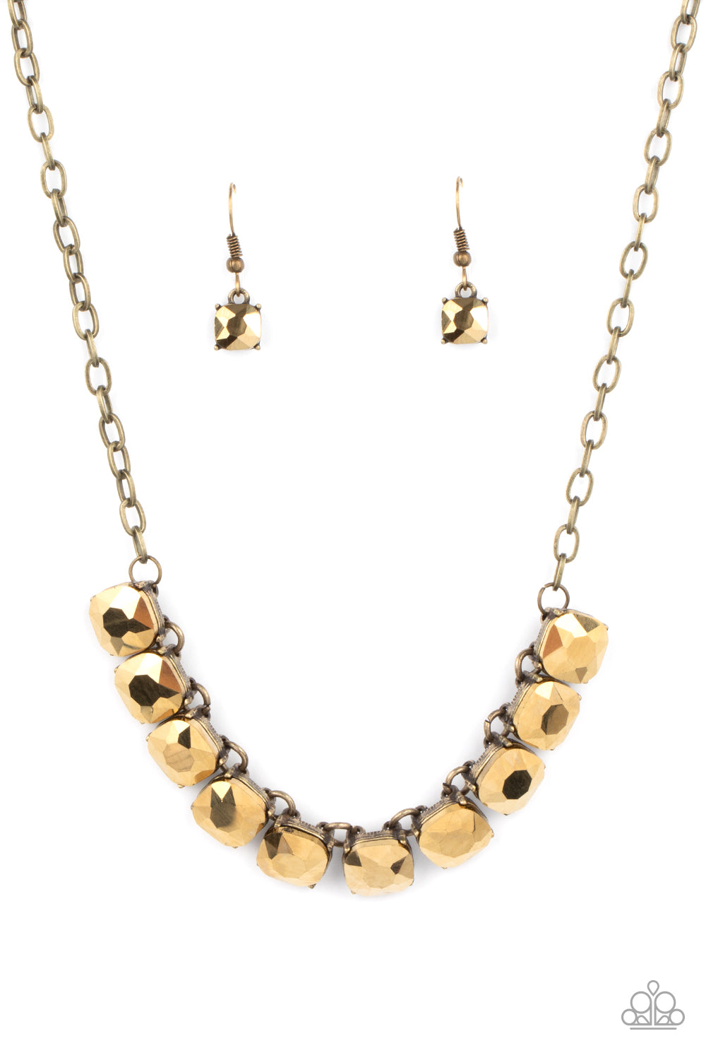 Paparazzi Accessories: Radiance Squared - Brass Necklace