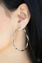 Load image into Gallery viewer, Paparazzi Accessories: Radiantly Warped - Silver Hoop Earrings
