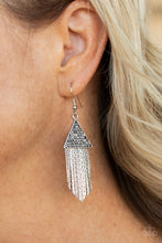Load image into Gallery viewer, Paparazzi Accessories Pyramid SHEEN - Silver Earrings

