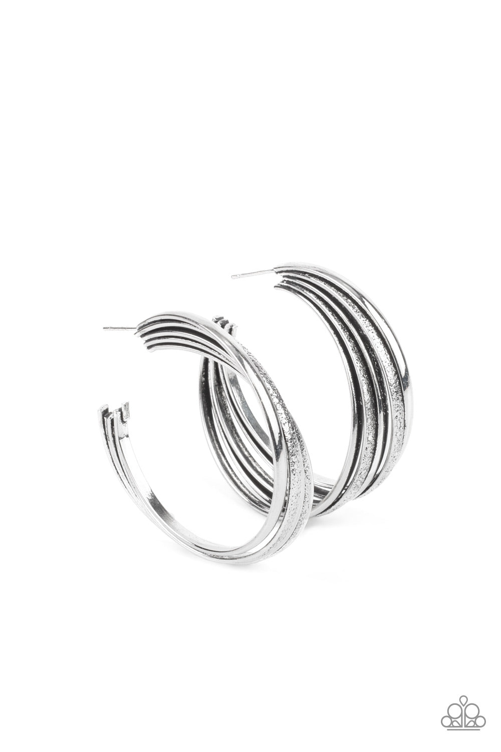 Paparazzi Accessories In Sync - Silver Hoop Earrings