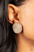 Load image into Gallery viewer, Paparazzi Accessories: Lunch at the Louvre - Gold Clip-On Earrings
