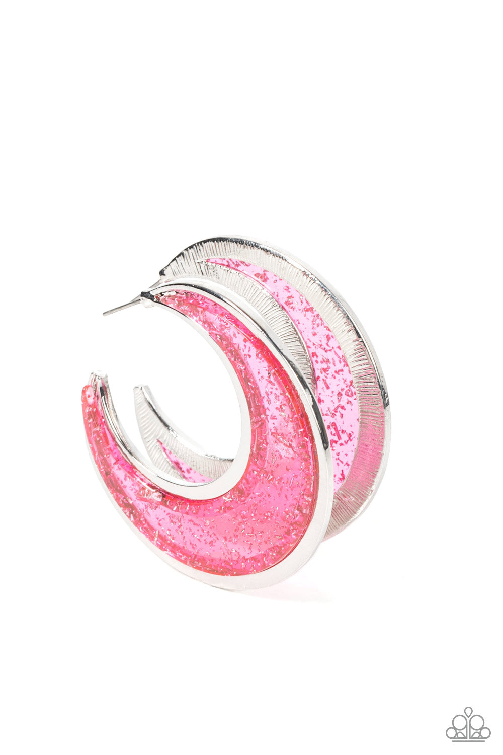 Paparazzi Accessories: Charismatically Curvy - Pink Hoop Earrings
