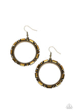Load image into Gallery viewer, Paparazzi Accessories: Gritty Glow - Brass Earring
