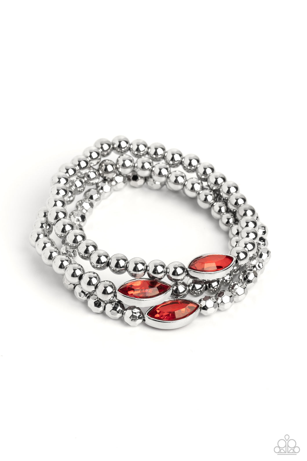 Paparazzi Accessories: Twinkling Team - Red Bracelets