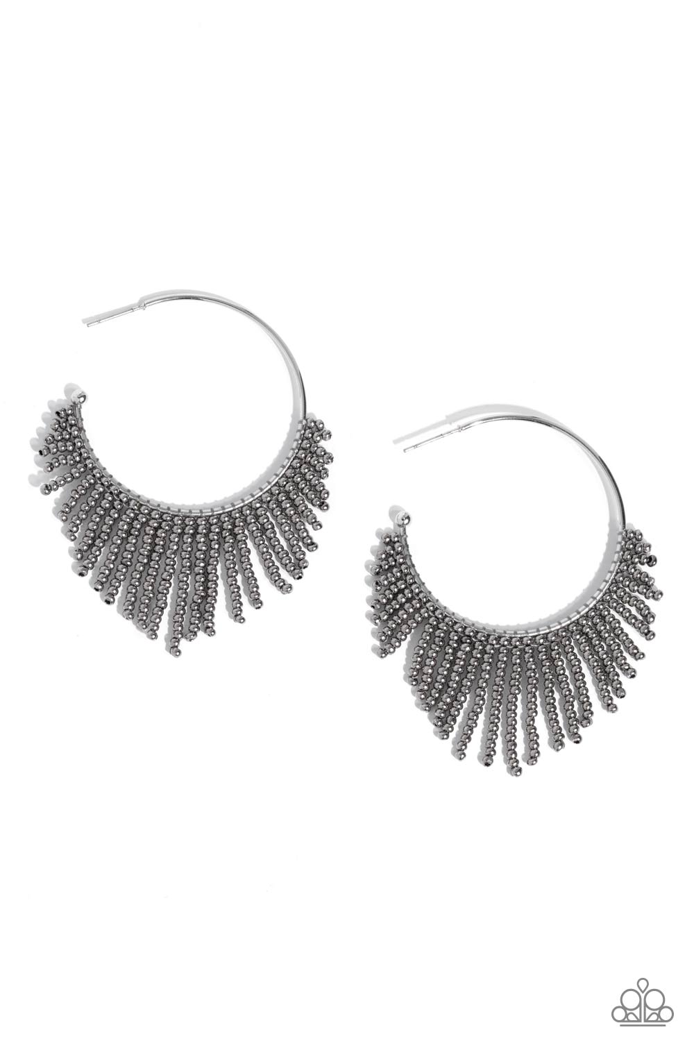 Paparazzi Accessories: Tailored Tassel - Silver Hoop Earring