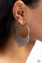 Load image into Gallery viewer, Paparazzi Accessories: Tailored Tassel - Silver Hoop Earring
