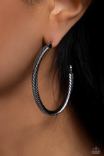 Load image into Gallery viewer, Paparazzi Accessories:Roped in Radiance - Black Hoop Earring
