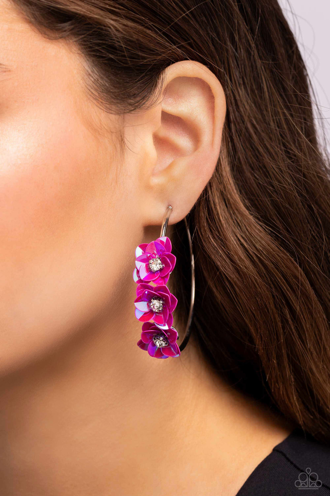 Paparazzi Accessories:Ethereal Embellishment - Pink Hoop Earring