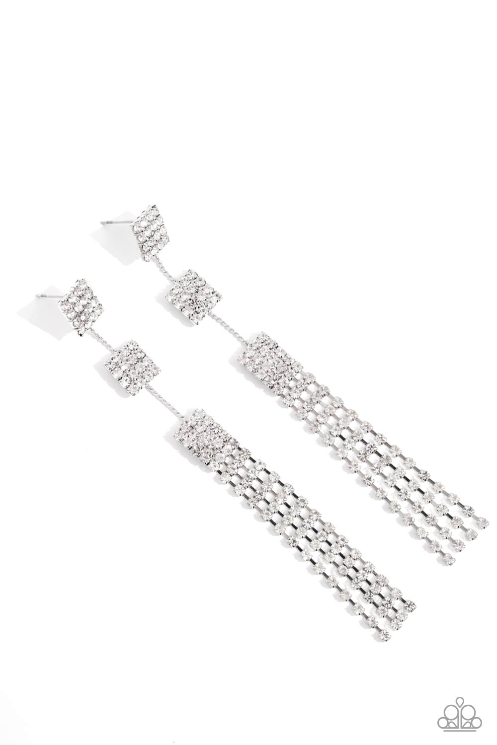 Paparazzi Accessories:Fiercely Free-Falling - White Earring